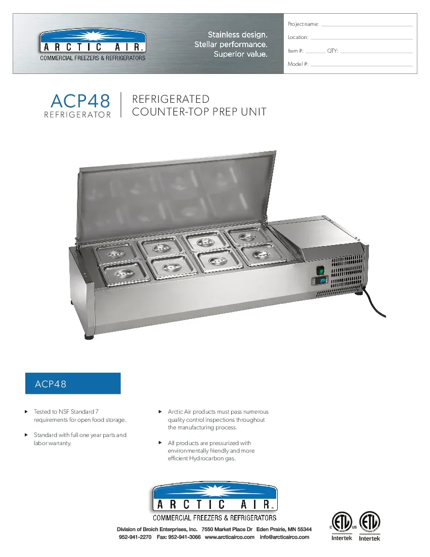arctic-air-acp48-refrigerated-countertop-pan-rail-115v-specsheet-2607266tbwht.pdf