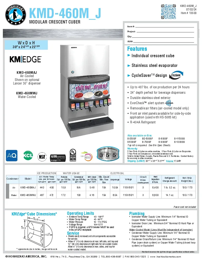 hoshizaki-kmd-460maj-ice-maker-cube-style-specsheet-2602225gb121.pdf