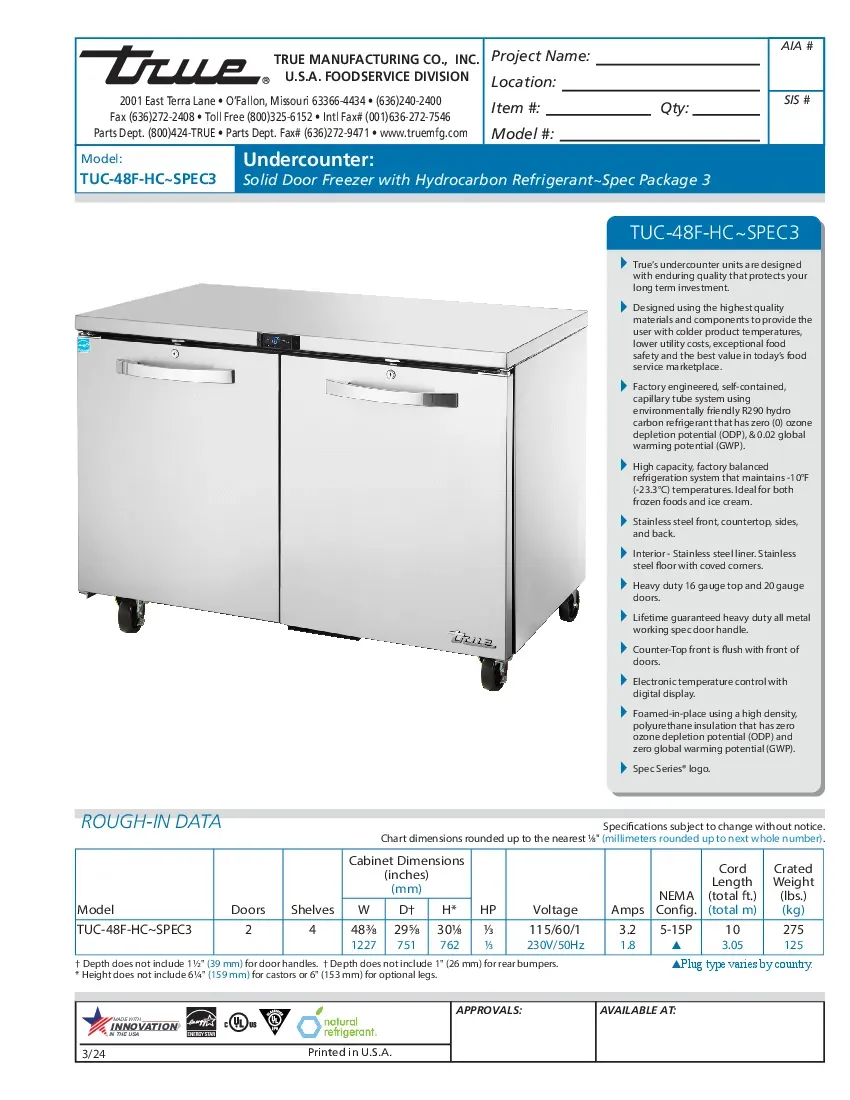 true-manufacturing-tuc-48f-hc-spec3-freezer-undercounter-reach-in-specsheet-2602222w9nbr.pdf