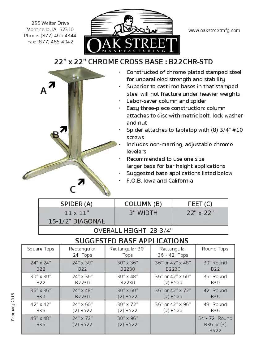 oak-street-b22chr-std-table-base-metal-chrome-specsheet-260726j592fe.pdf