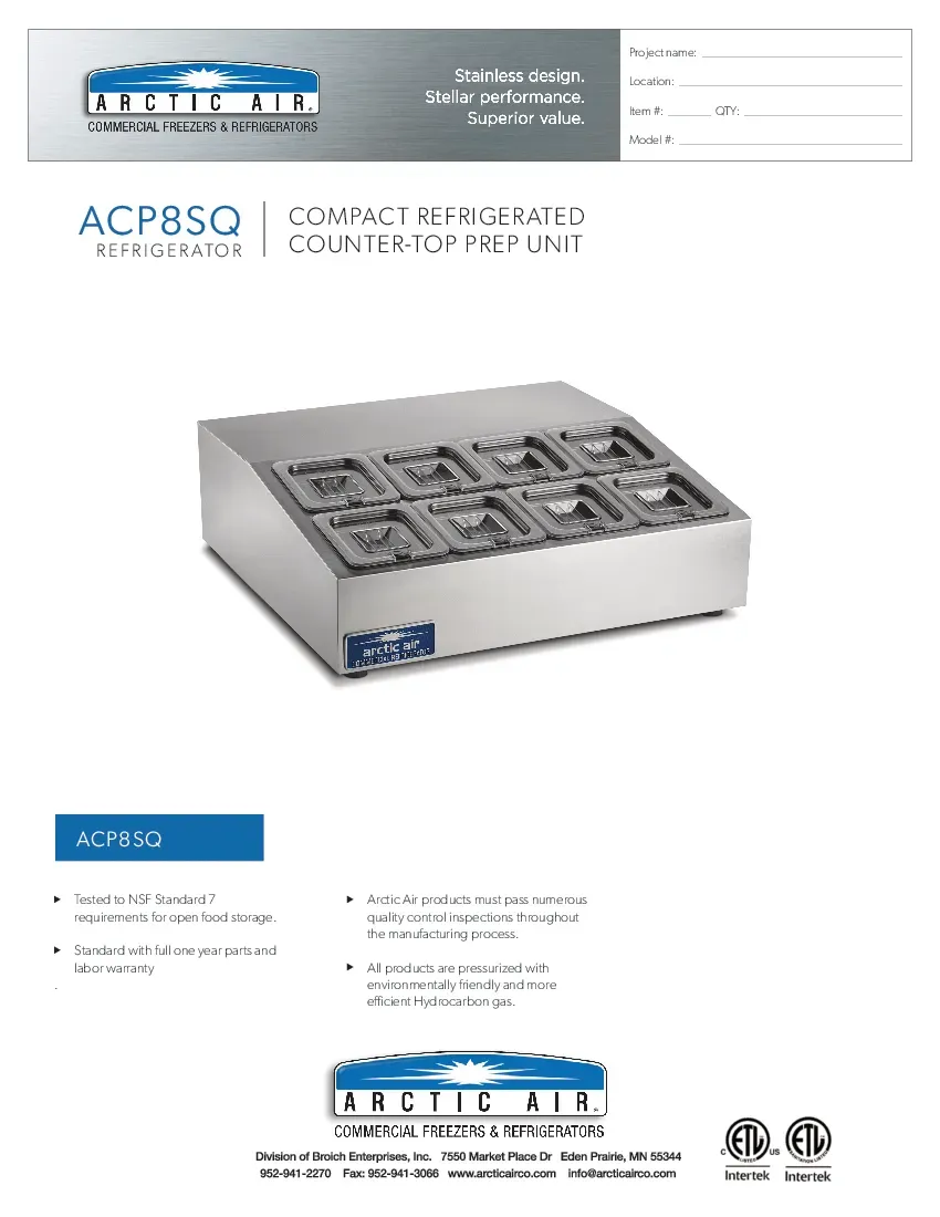 arctic-air-acp8sq-refrigerated-countertop-pan-rail-specsheet-260222j1q7sc.pdf