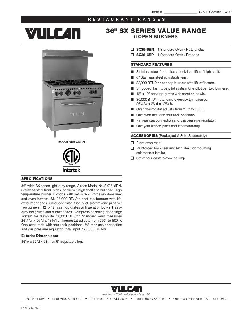 vulcan-sx36-6bp-range-36-restaurant-gas-specsheet-26022204mxna.pdf
