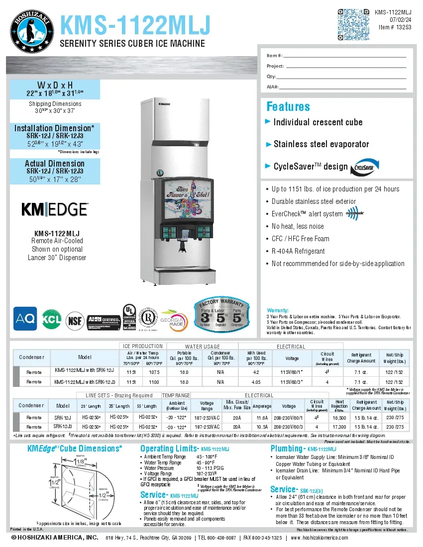 hoshizaki-kms-1122mlj-ice-maker-cube-style-specsheet-260222kw0y4j.pdf