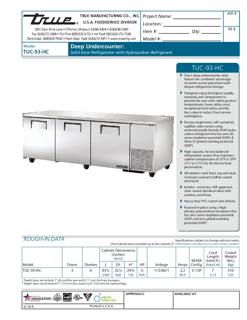 true-manufacturing-tuc-93-hc-refrigerator-undercounter-reach-in-specsheet-260222y8db81.pdf