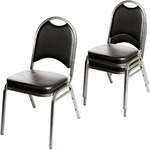 Oak Street , SL2089BLK/SV, Chair, Side, Stacking, Indoor